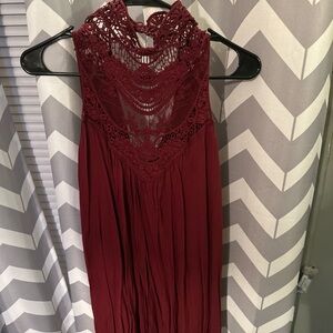 Elegant Lace Burgundy Dress